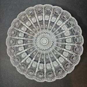 Rare Vintage European Czech Brilliant Cut Glass Handcut Queen Lace 24% Lead Crys